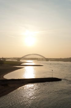 arch bridge over the Waal river at Nijmegen, Netherlands