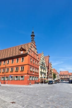 famous old romantic medieval town of Dinkelsbuehl in Bavaria, Germay.