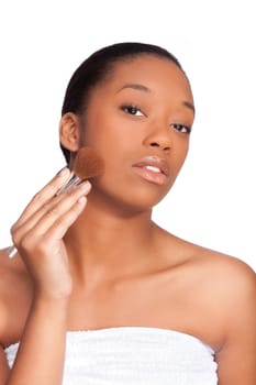 Portrait of a young beautiful african woman, Isolated over white background