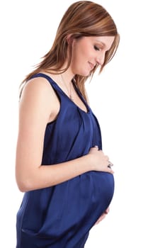 Portrait a young pregnant caucasian woman smiling