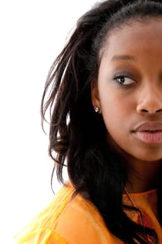 Young beautiful  african american woman looking