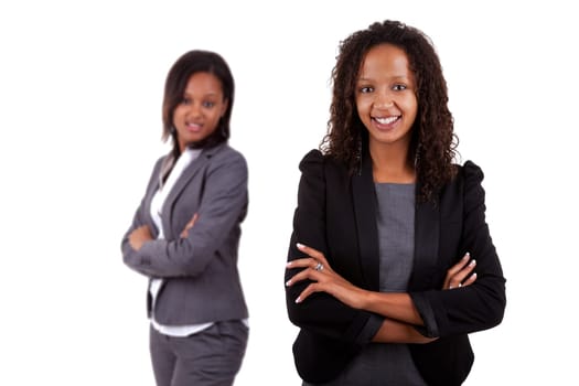 Smiling african american business woman, Isolated over white background