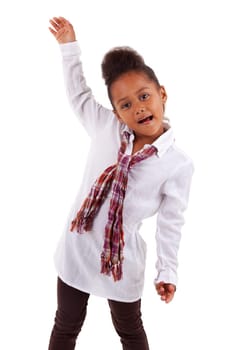 Cute little African Asian girl,  over white background