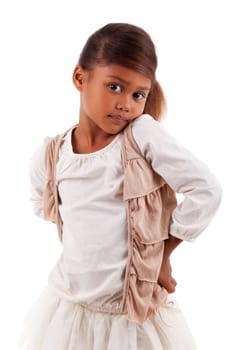 Cute little African Asian girl,  over white background