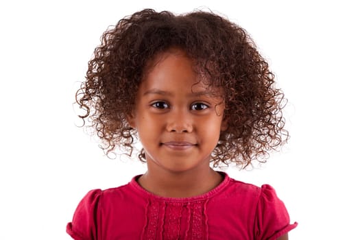 Cute little African Asian girl,  over white background