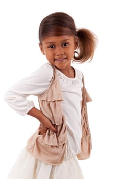 Cute little African Asian girl,  over white background