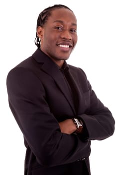 Young African American businessman smiling