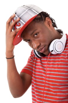 Young African American man with headphones