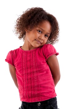 Cute little African Asian girl,  over white background