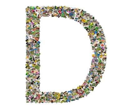 Letter d , photos collage isolated on a white background