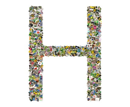 Letter h, photos collage isolated on a white background
