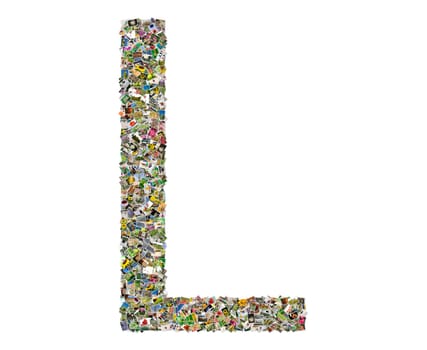 Letter i, photos collage isolated on a white background