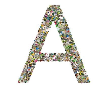 Letter a, photos collage isolated on a white background
