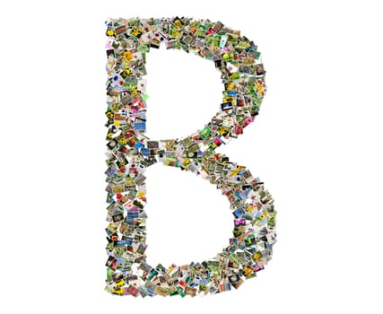 Letter b, photos collage isolated on a white background