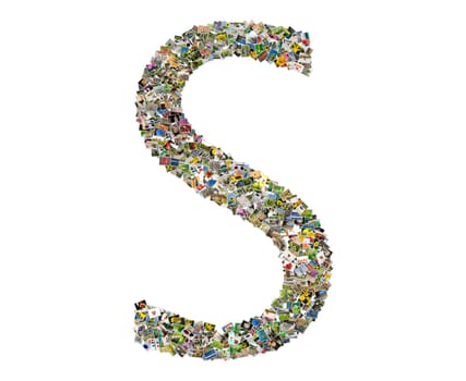 Letter s, photos collage isolated on a white background
