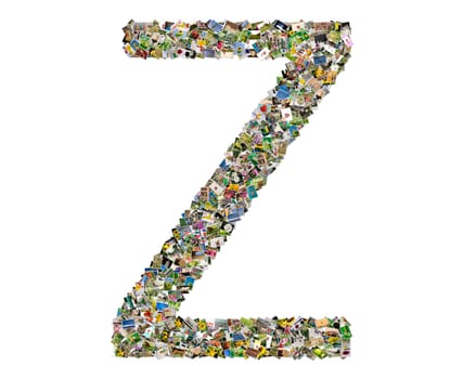 Letter z, photos collage isolated on a white background