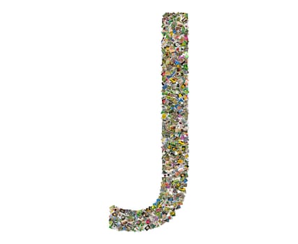 Letter j, photos collage isolated on a white background