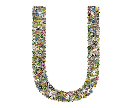Letter u, photos collage isolated on a white background