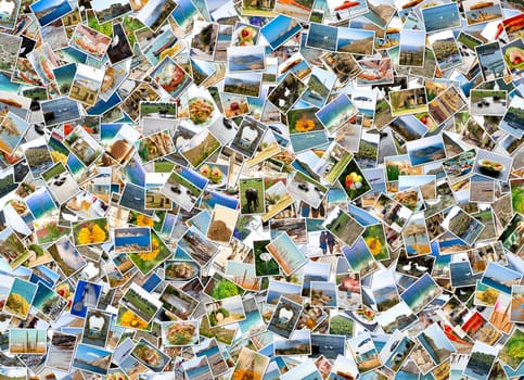 Background surface filled with a variety photos