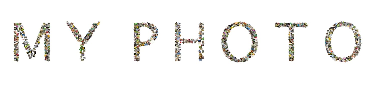 My photo, collage of photos on white