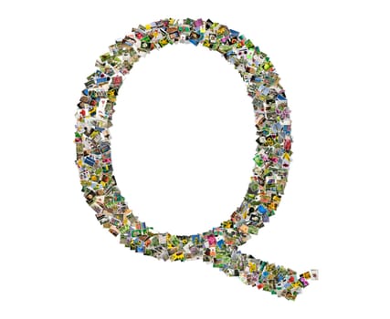 Letter q, photos collage isolated on a white background
