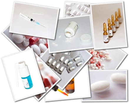 Collages with a lot of medicines photos