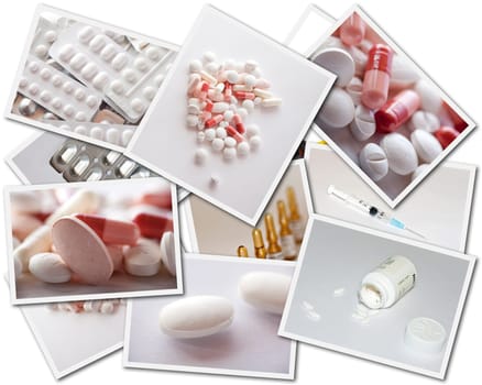Collages with a lot of medicines photos