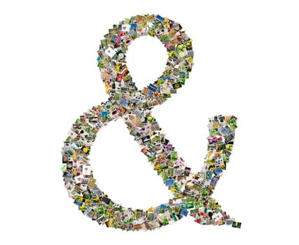 Letter Ampersand, photos collage isolated on a white background