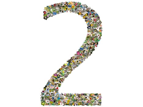Number two, photos collage isolated on a white background