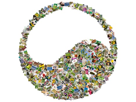 Tao sympol, photo collage on white background