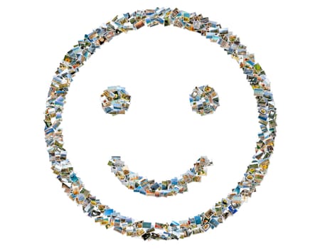 Smile sign, collage photos isolated on a white background