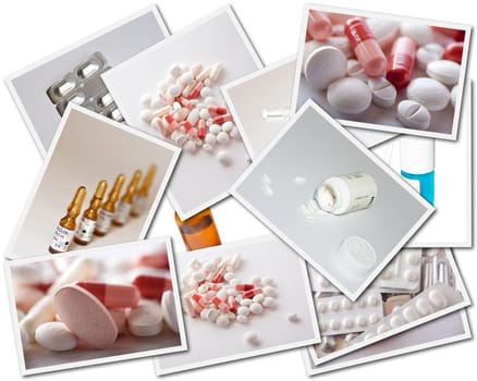 Collages with a lot of medicines photos