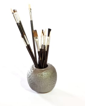 Various new Paintbrushes in a cup