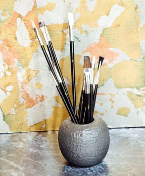 Various new Paintbrushes in a cup