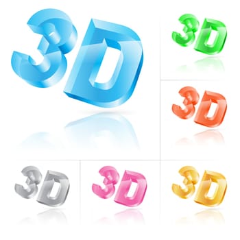 Set of symbol 3d. Vector illustration on white background
