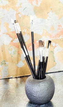 Various new Paintbrushes in a cup