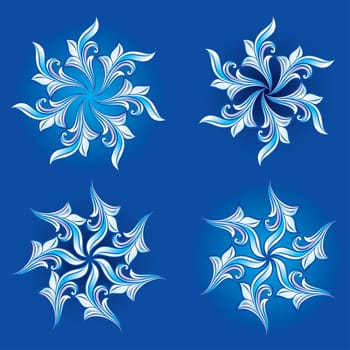 Set of snowflakes on a blue background. Vector illustration #1