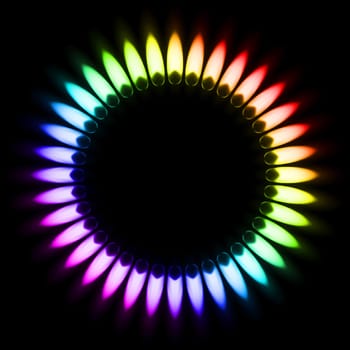 Color Gas Flame. Illustration on black background