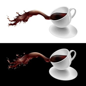 Vector illustration of coffee splashing out of a mug