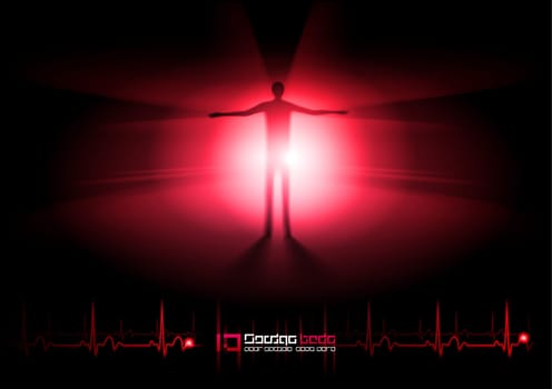 Looking through the tunnel after death and decease. Red design