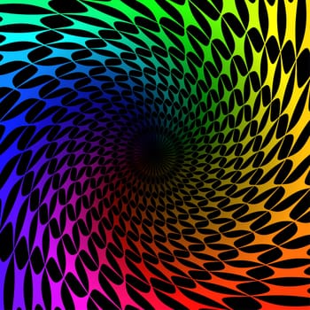 Colorful background with spectrum swirl. Vector illustration on black