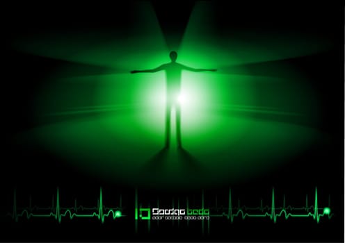 Looking through the tunnel after death and decease. Green design.