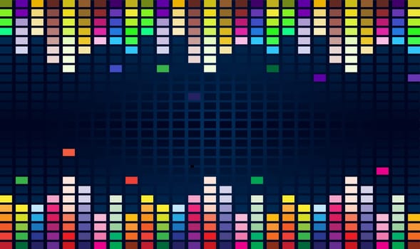 Colorful Graphic Equalizer Display for title page design.
