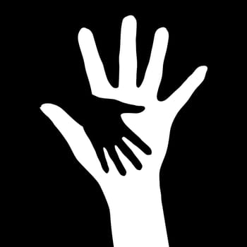 Helping hands. Vector illustration on black background