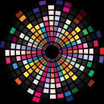 Colorful Graphic Equalizer Display for title page design. Circle.
