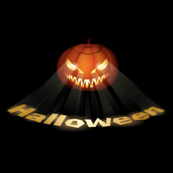 A grinning Jack O Lantern. Vector illustration on black.