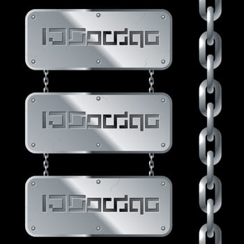 Metal tablets, suspended on circuits. Objects over black