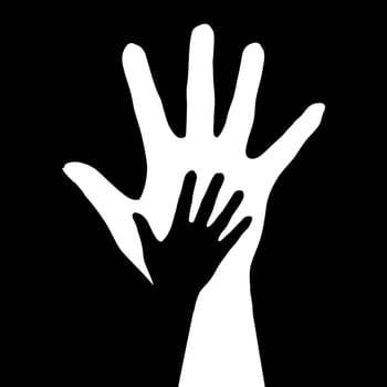 Helping hands. Vector illustration on black background