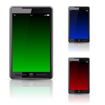 Mobile phone set, vector illustration on white background