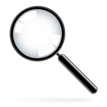 Illustration of a magnifying glass over white background